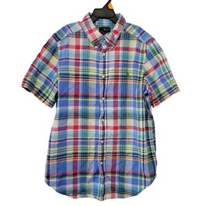Ralph Lauren Boys Multicolor Plaid Button Down Shirt Size L (14-16) Easter